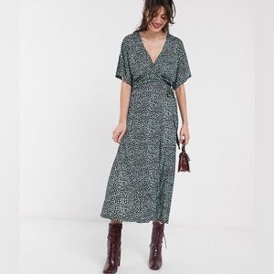 Whistles - Green & black wrap midi dress